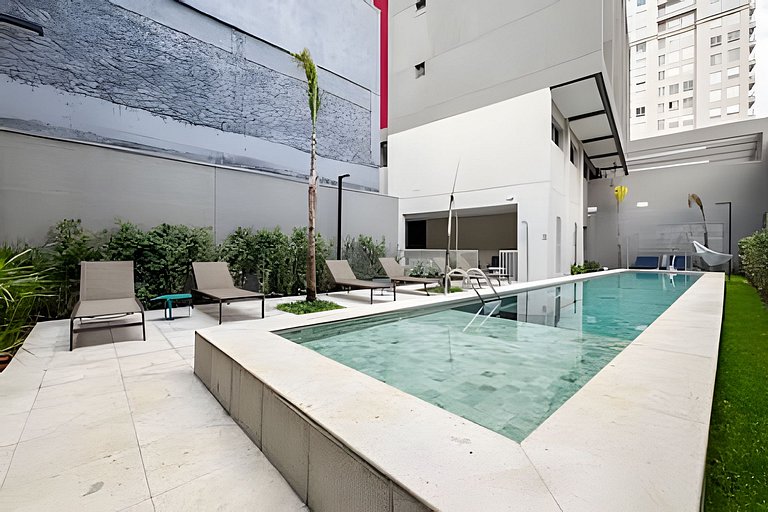 Apto LUXO 1 min Faria Lima | Metrô, Piscina, Wi-fi