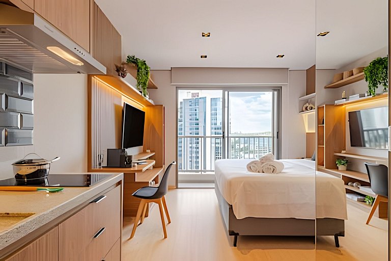 Studio LUXO único 50m Faria Lima | Piscina, Wi-fi