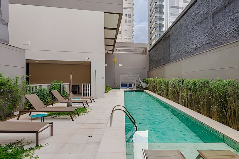 Studio LUXO único 50m Faria Lima | Piscina, Wi-fi