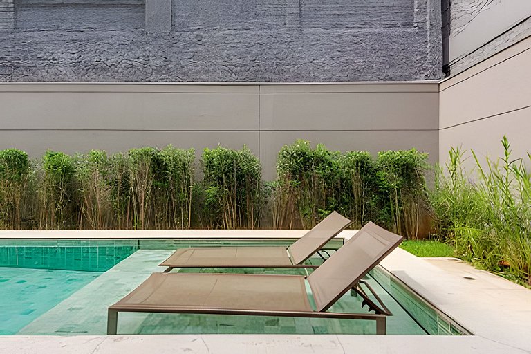 Studio LUXO único 50m Faria Lima | Piscina, Wi-fi