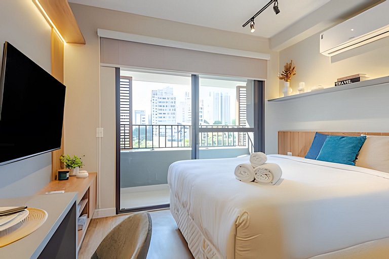 Novo Studio Luxo | 5min Allianz • A/C • Wi-Fi
