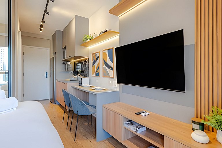 Novo Studio Luxo | 5min Allianz • A/C • Wi-Fi