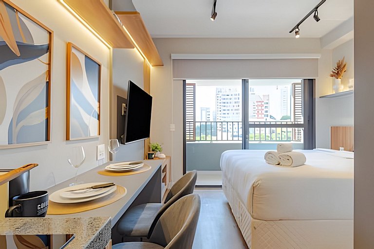 Novo Studio Luxo | 5min Allianz • A/C • Wi-Fi