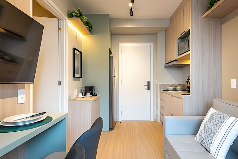 Apê 1 dorm Vila Nova | Andar Alto, Piscina e Wi-Fi