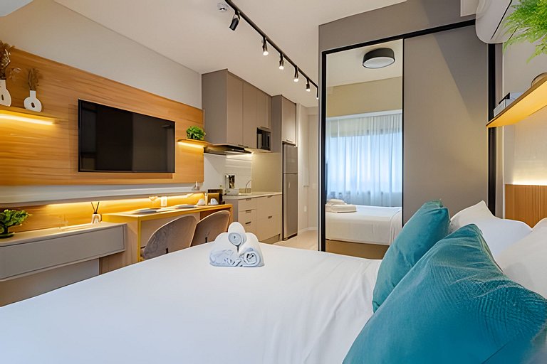 Studio LUXO a 6 min Ibirapuera | Metrô, A/C, Wi-fi