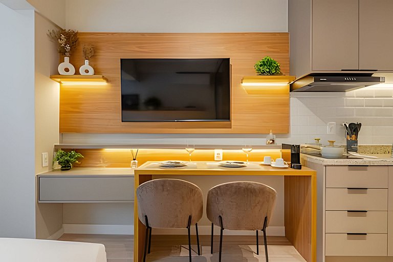 Studio LUXO a 6 min Ibirapuera | Metrô, A/C, Wi-fi