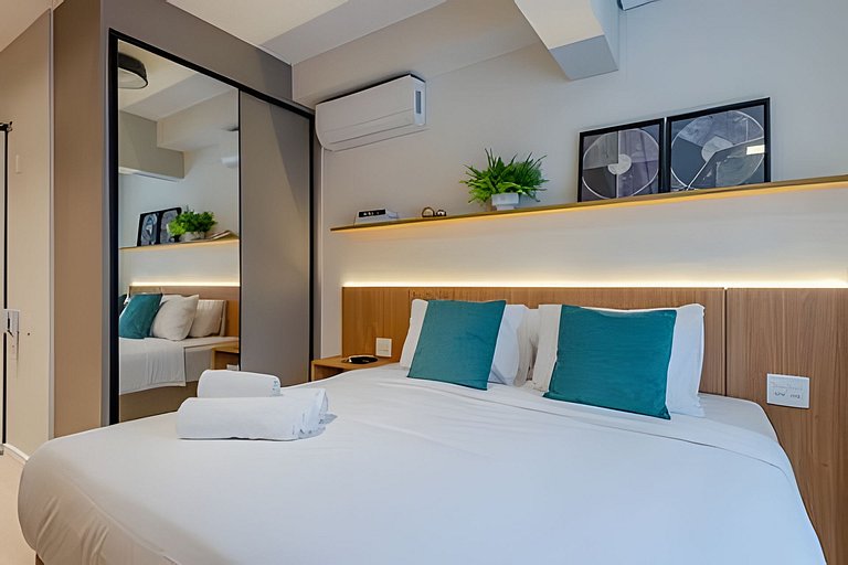 Studio LUXO a 6 min Ibirapuera | Metrô, A/C, Wi-fi