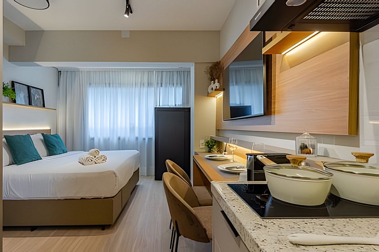Studio LUXO a 6 min Ibirapuera | Metrô, A/C, Wi-fi