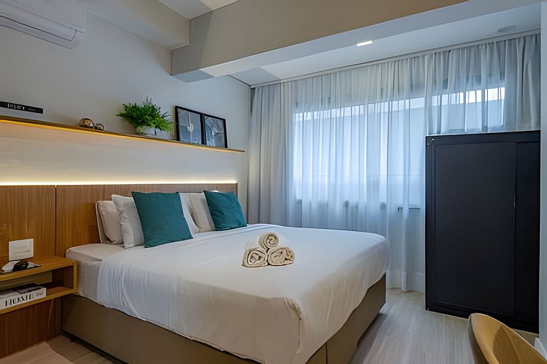 Studio LUXO a 6 min Ibirapuera | Metrô, A/C, Wi-fi