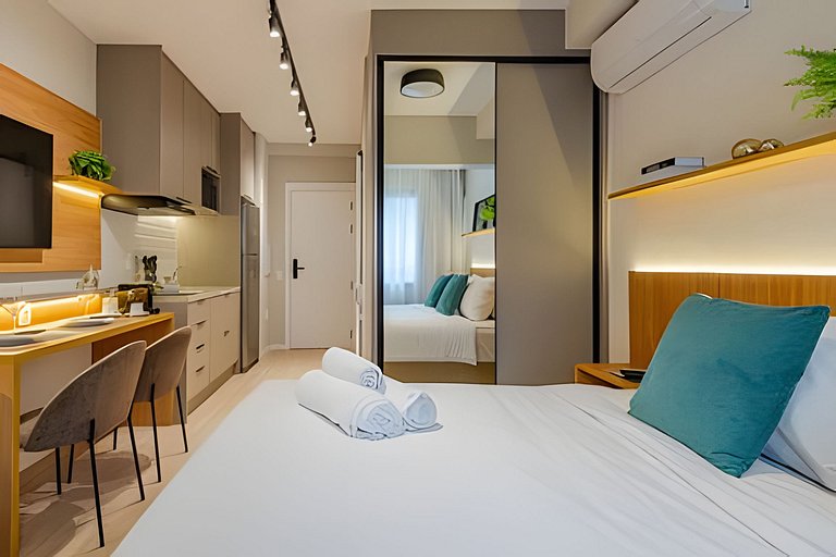 Studio LUXO a 6 min Ibirapuera | Metrô, A/C, Wi-fi