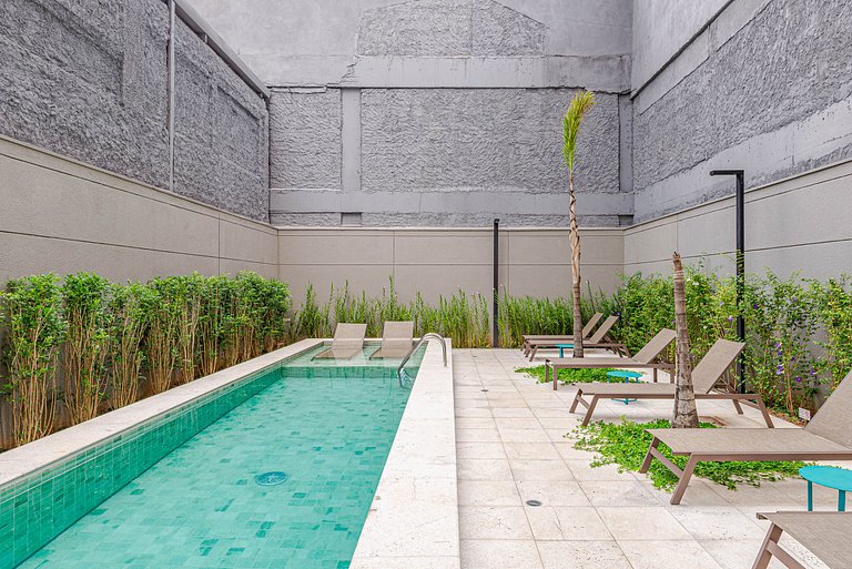 Lindo APTO 1min Faria Lima | Piscina, Wi-fi, Metrô